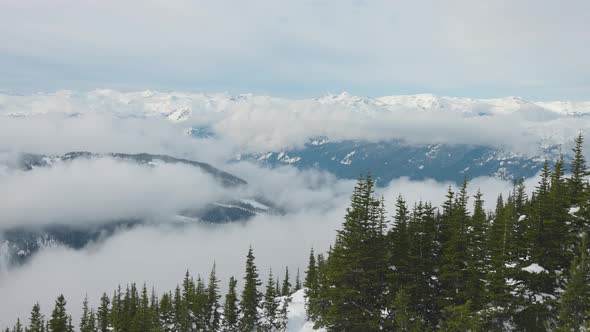 Snowy Landscape on Top of the Mountains in Winter During a Cloudy Morning