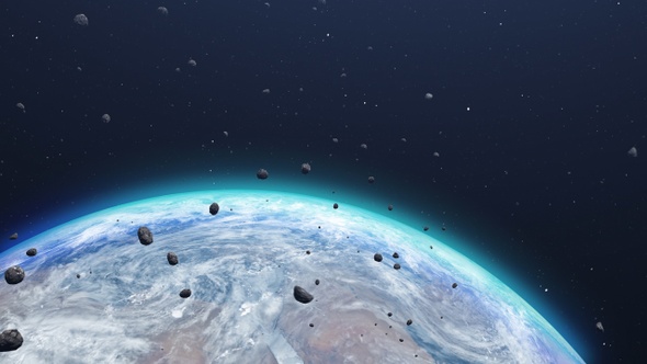 Giant Asteroid and Meteors Heading to Planet Earth