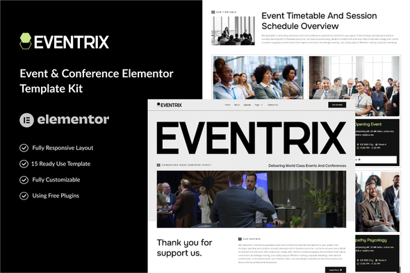 Eventrix - Event & Conference Elementor Template Kit