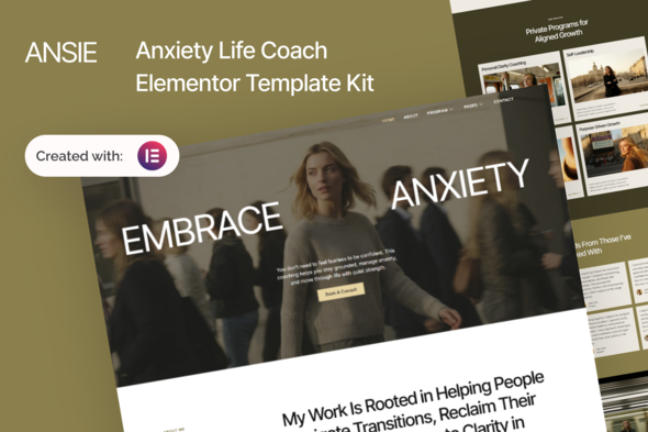 Ansie - Anxiety Life Coach Elementor Template Kit