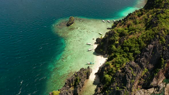 Tropical Seawater Lagoon and Beach, Philippines, El Nido