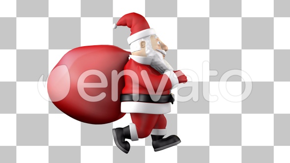 Santa Claus walking with bag