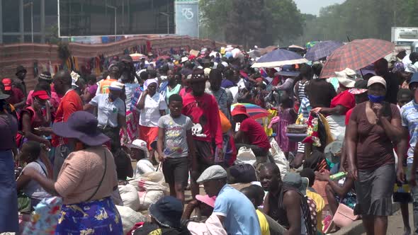 Busy downtown region of Harare, capital city of Zimbabwe