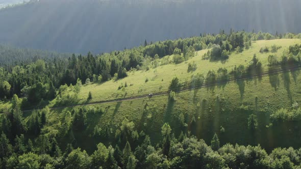 Couple is Riding on a Quad Bike