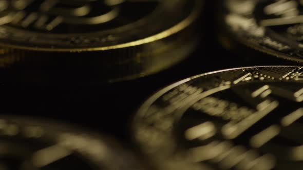 Rotating shot of Bitcoins 