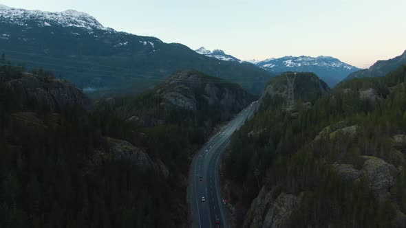 Aerial View of the Famous Scenic Drive Sea To Sky Highway