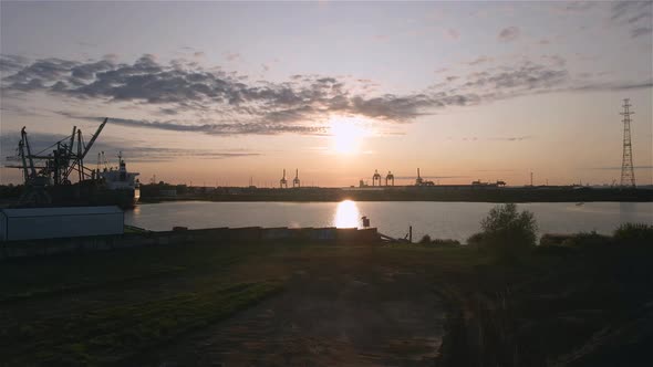 Sunset in the port