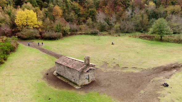 The Santa Margarida Volcano with a Hermitage in the Centre of its Crater