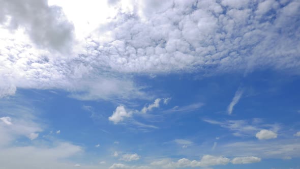 Time lapse of white cloud moving pass around sky background