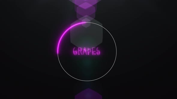 Fruits Name Grapes Glowing Neon Latter Pink Purple Colorful Background
