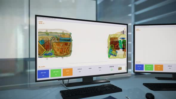 Detection equipment identifies banned items and alerts the airport security alt