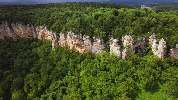 Rocky Cliff of Mountain Ridge UnaKoz in Adygea Russia