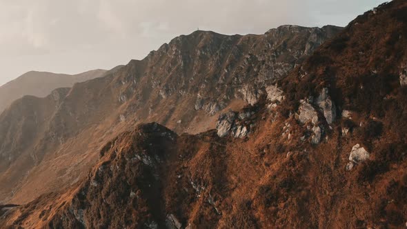 Rock Ridges Cliff Mountain Range Sunset Landscape