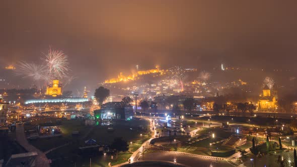 Tbilisi New Year Fireworks Timelapse