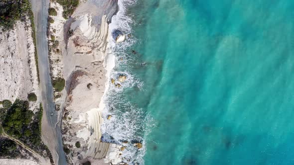 Aerial overhead view of mediterranean sea