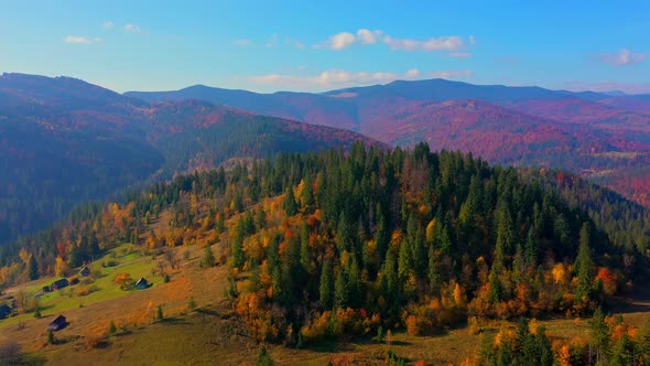 Aerial Drone Video Flying Over Carpathians Mountains, Ukraine, Europe