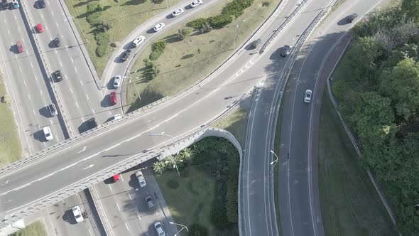 Kyiv. Ukraine: Road Junction. Aerial View, Flat, Gray