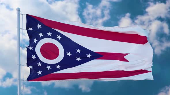 State Flag of Ohio Waving in the Wind