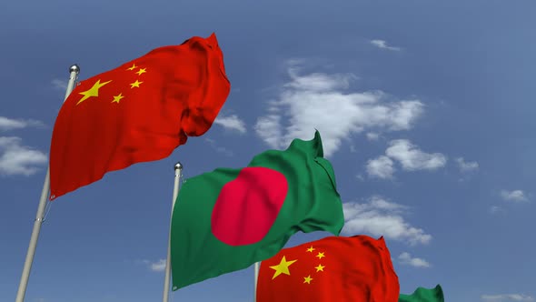 Flags of Bangladesh and China at International Meeting alt