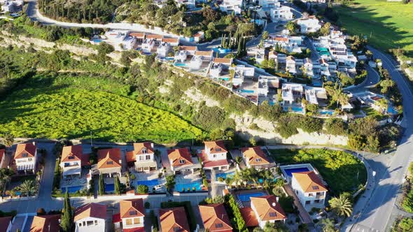 Flying over Pissouri village. Limassol District, Cyprus