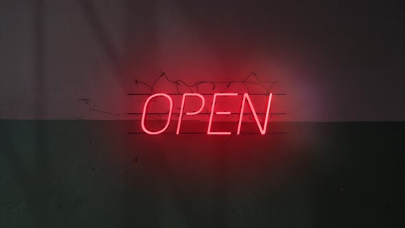 Neon Text Background Word Open