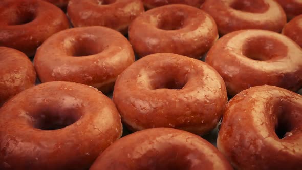 Glazed Ring Donuts Moving Shot