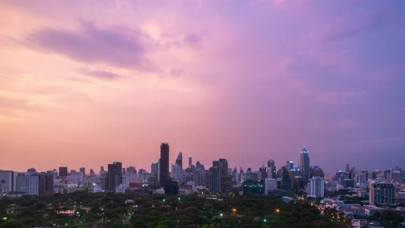 Day and Night Transition Time Lapse of Cityscape and Buildings in Metropolis