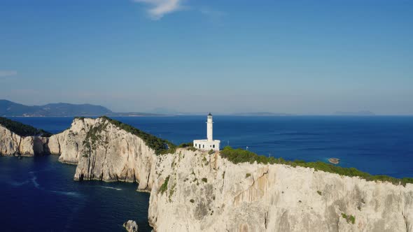 Cape of Ducato, famous lighthouse of Greek island Lefkada.