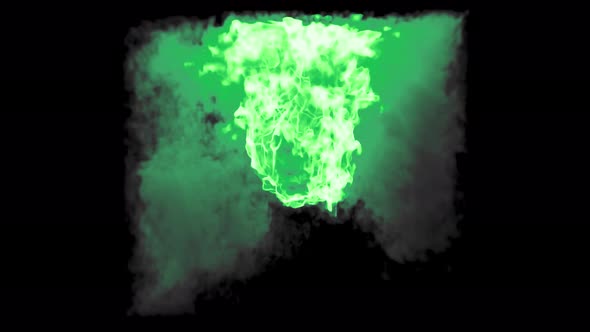 Fireball Trapped In Cube Green