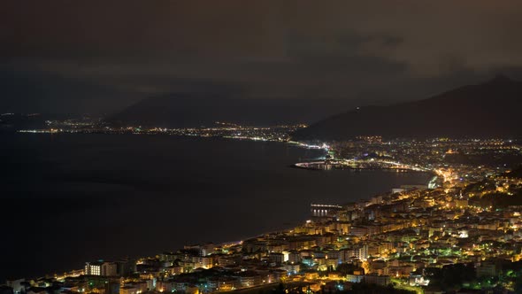 Borgio Verezzi, Italy. Nightscape Timelapse with zoom out effect on the Ligurian Riviera.