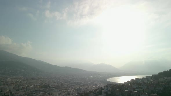 Top View at Sunrise on the City of Alanya