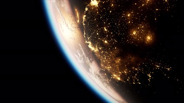 Space, Sun and Planet Earth at Night alt