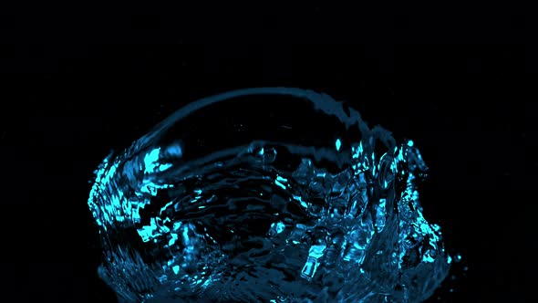 Super Slow Motion Shot of Blue Bubble in the Water