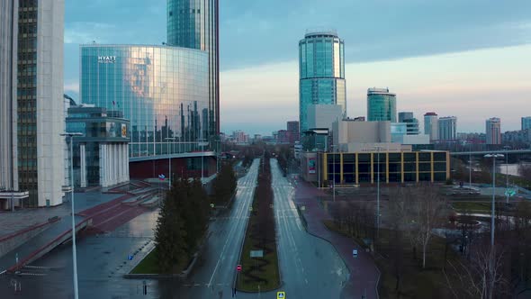 Aerial View of an Empty City During a Pandemic