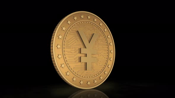 Japanese Yen golden coin 3d