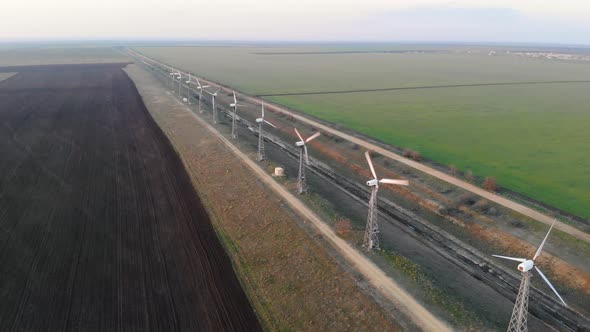 Aerial View of Wind Turbines