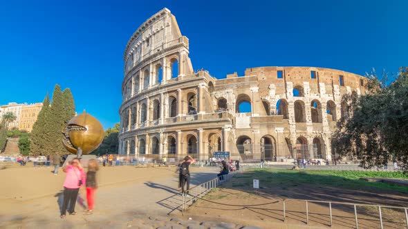 The Colosseum or Coliseum Timelapse Hyperlapse, Also Known As the Flavian Amphitheatre in Rome