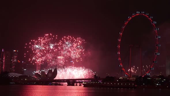 Colorful Firework display at night on sky background