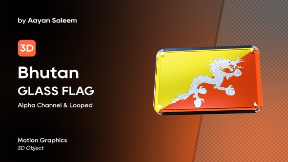 Bhutan Flag 3D Glass Badge