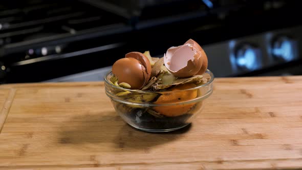 Compost material in a bowl