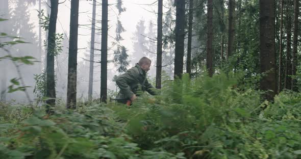 Millitary Action in Dense Forest Running After Terrorist Concept of War and Terrorism