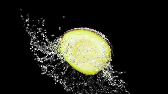 Slow Motion Fluid Splash Avocado