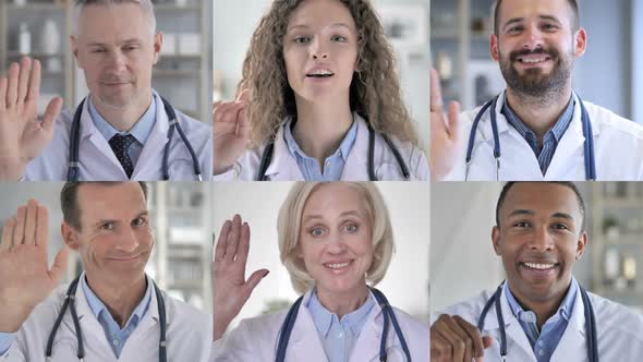 Collage of Doctors Talking for Video Chat