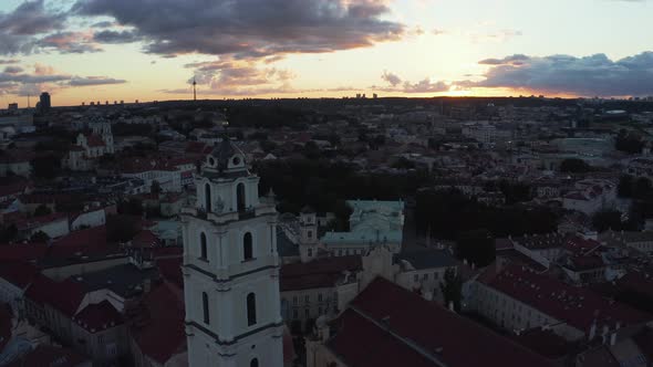 Aerial view of Old Town in Vilnius, capital city of Lithuania. Gediminas avenue