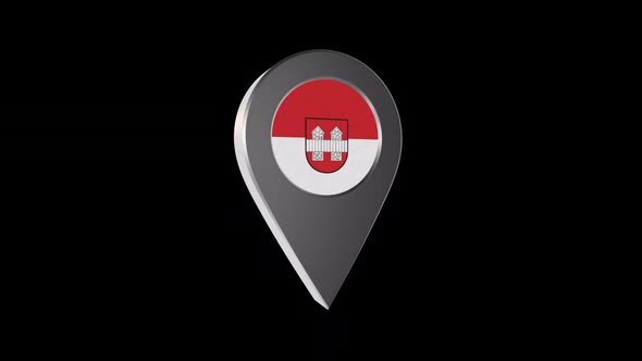 3d Animation Map Navigation Pointer With Flag Of Innsbruck( Austria) With Alpha Channel  - 2K
