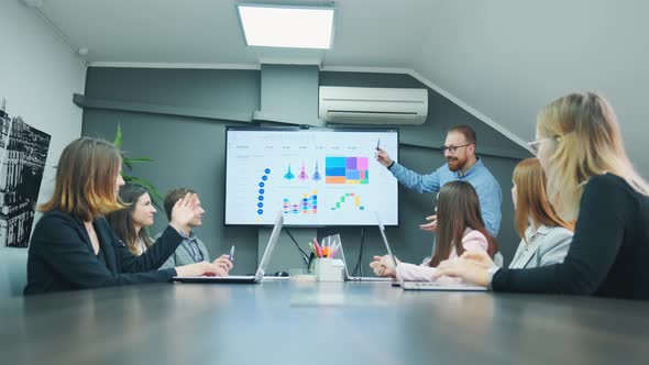 A Ceo is Giving Some New Ideas About Project to His Team in Conference Room