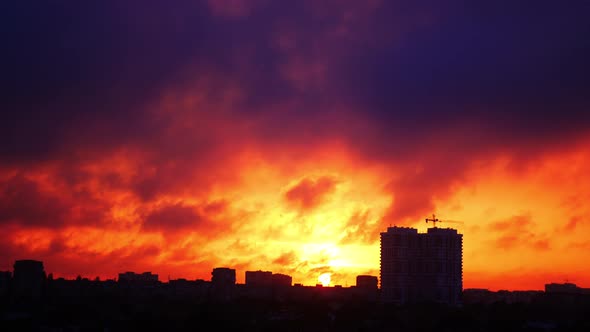 Fantastic Sunset with Incredible Sky and Clouds in the Metropolis