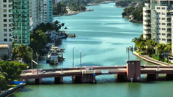 Aerial Telephoto Video Miami Beach 63rd Street Bridge