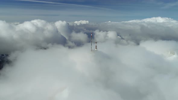 Stunning Mountain Winter Landscape of Stirovnik Peak with Telecommunication Tower, the Highest