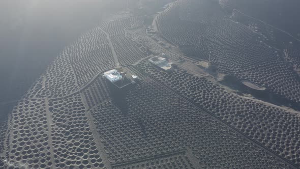 Aerial view of La Geria, Lanzarote Island, Canary Islands, Spain.